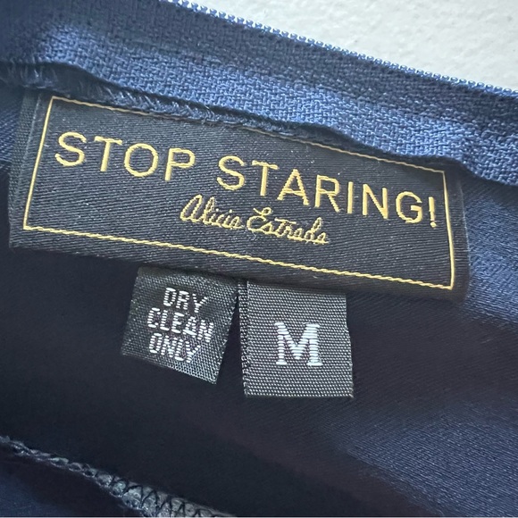 NWOT Stop Staring navy sleeveless dress stretch, high waist, Sz M runs S - Picture 5 of 6